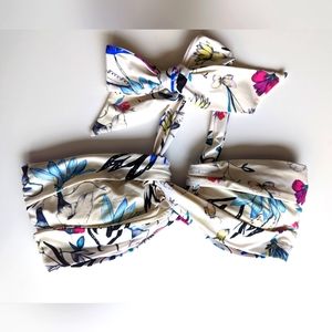 SEAFOLLY swim top Size 14 Floral off-white/pink/fuchsia/light blue